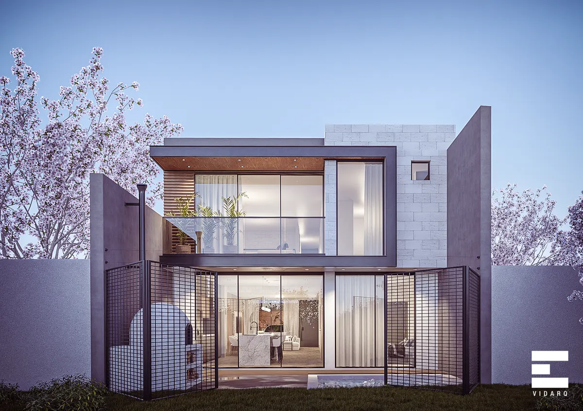 Fachada de una vivienda proyectada por VIDARQ